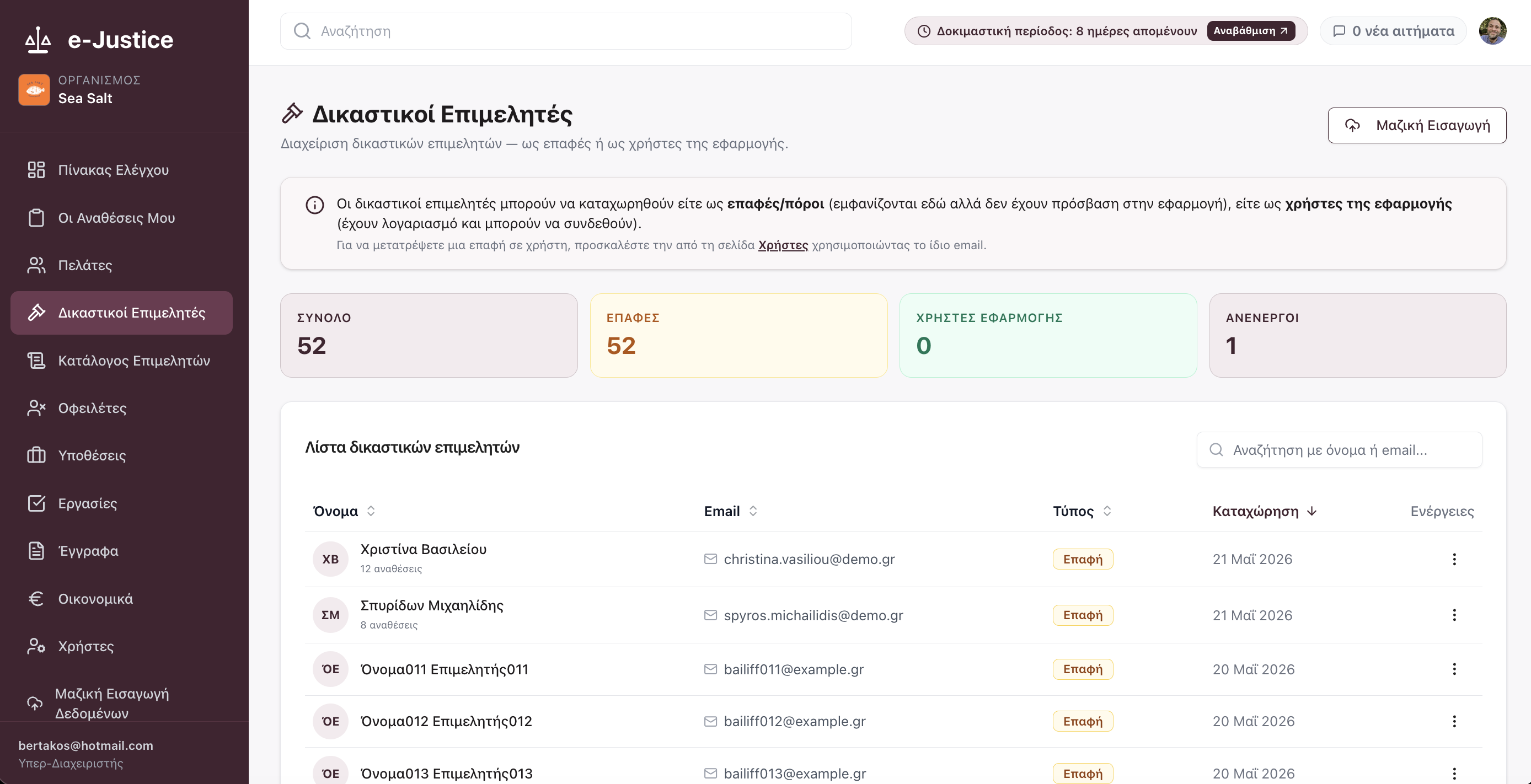 1.458 δικαστικοί επιμελητές, deduped & searchable